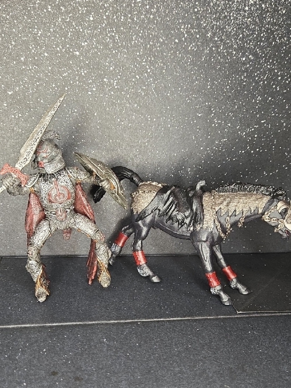 Set Of 2 Papo Medieval World of Knight's Horse Blue Ram Crest Fantasy Figure - Picture 10 of 11